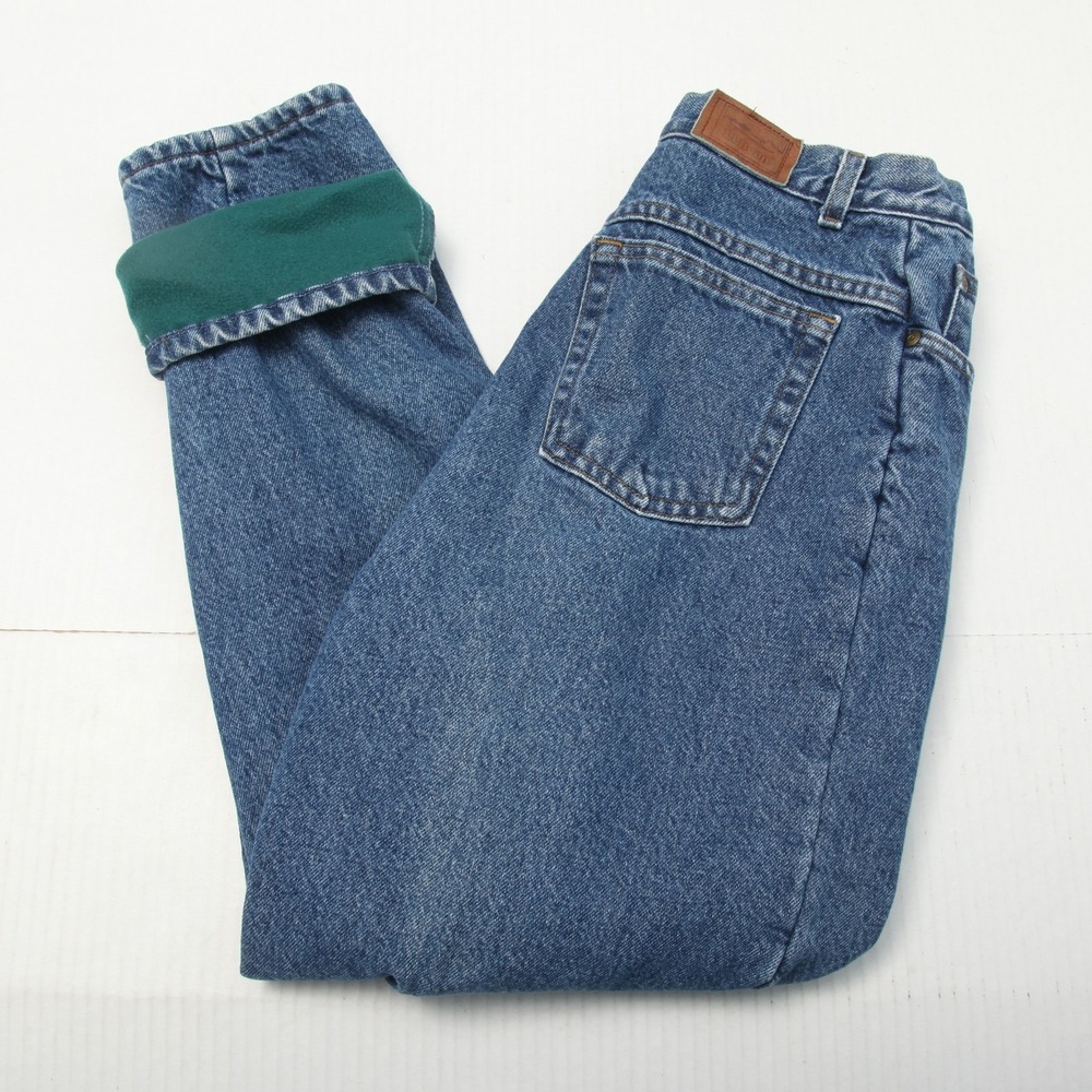 Vintage L.L. Bean Double L Jeans Womens 28x28 Blue Fleece Lined Relaxed Fit 90s - Picture 1 of 16